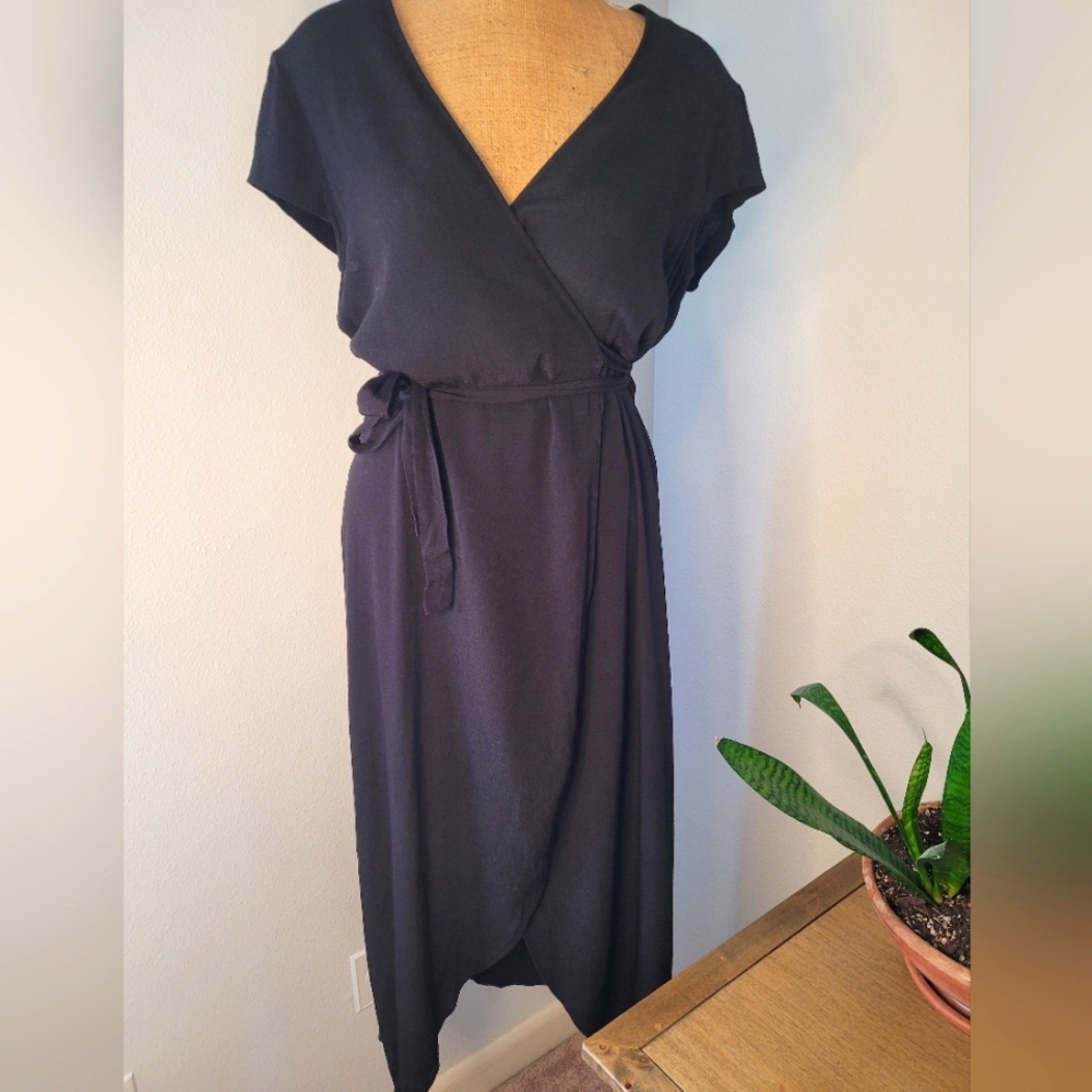 & Other Stories Navy Blue Wrap Midi Dress